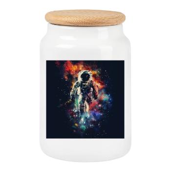 Les astronautes conçoivent l’espace Planètes Espace - Boîte à biscuits avec couvercle en bois - blanc - Devant