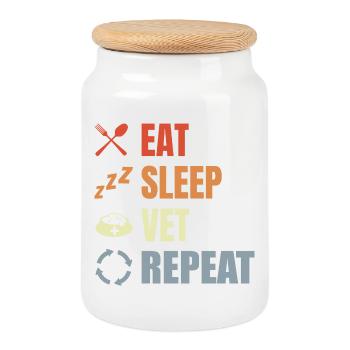 Eat Sleep Vet Repeat - Keksdose mit Holzdeckel - Weiß - Vorne