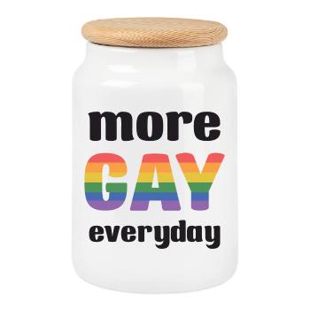 LGBT Pride Month - More Gay Everyday - Cookie Jar with Wooden Lid - white - Front