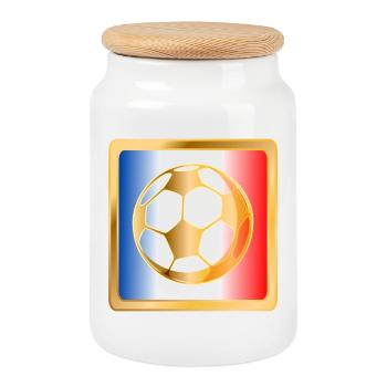 Football Drapeau France Europe - Boîte à biscuits avec couvercle en bois - blanc - Devant