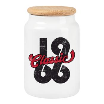 Vintage 1966 - Keksdose mit Holzdeckel - Weiß - Vorne