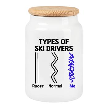 Ski Jumping Snowfall Statement Winter Sports - Cookie Jar with Wooden Lid - white - Front