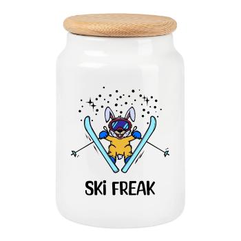 Patinage sur glace Ski Vacances de ski Sports d’hiver Dicton - Boîte à biscuits avec couvercle en bois - blanc - Devant
