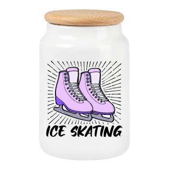 Eislaufen Eishockey Wintersport Schnee Winter - Keksdose mit Holzdeckel - Weiß - Vorne