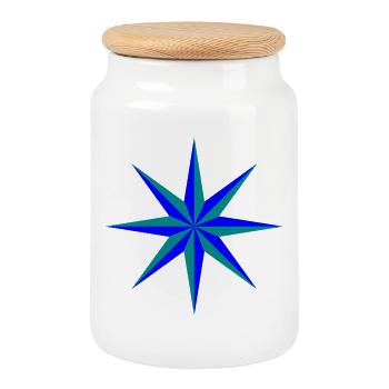 Étoile étroite - Boîte à biscuits avec couvercle en bois - blanc - Devant