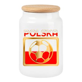 Football Poland - Cookie Jar with Wooden Lid - white - Front
