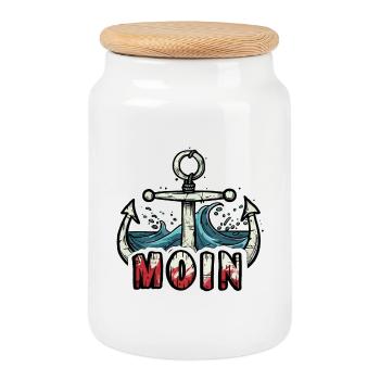 Anchor Shafts MOIN Design - Cookie Jar with Wooden Lid - white - Front