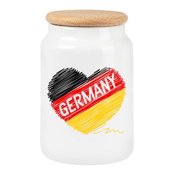 Drapeau de l’Allemagne, l’amour de l’Allemagne, symbole d’unité - Boîte à biscuits avec couvercle en bois - blanc - Devant