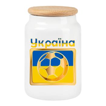 FOOTBALL UKRAINE Україна - Boîte à biscuits avec couvercle en bois - blanc - Devant