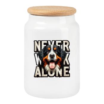 Bernese mountain dog - Cookie Jar with Wooden Lid - white - Front