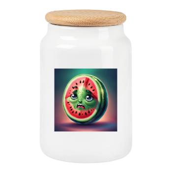 pastèque, fruit, Palestine - Boîte à biscuits avec couvercle en bois - blanc - Devant