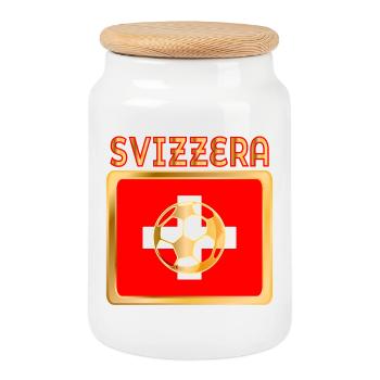 Schweizer Italienischer Fußball - Keksdose mit Holzdeckel - Weiß - Vorne