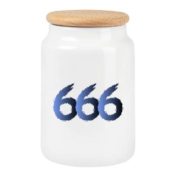 666 Satan Symbol - Devil - Evil - Cookie Jar with Wooden Lid - white - Front