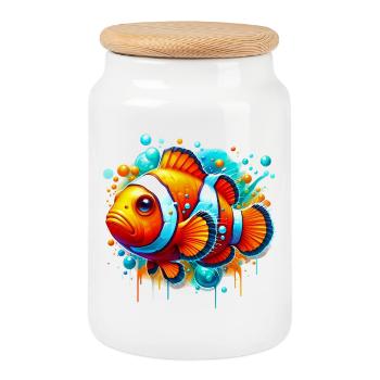Clownfish - Cookie Jar with Wooden Lid - white - Front