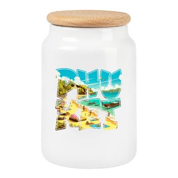 Phuket Thailand Strand Urlaub Design - Keksdose mit Holzdeckel - Weiß - Vorne