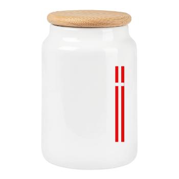 Flag of Denmark, Danish pride - Cookie Jar with Wooden Lid - white - Front