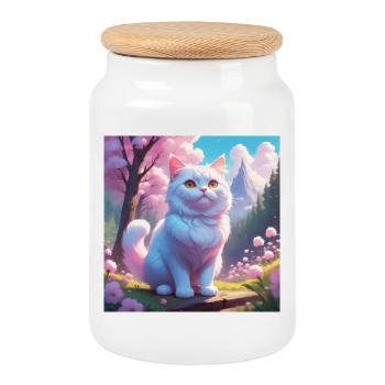 Chatons dans les montagnes - Boîte à biscuits avec couvercle en bois - blanc - Devant