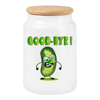 ADIEU AU REVOIR - CORNICHONS - Boîte à biscuits avec couvercle en bois - blanc - Devant