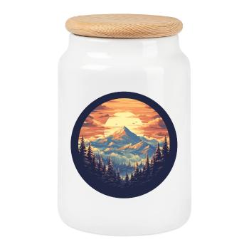 Sonnenuntergang Berge | Mountain | Sunset Peaks - Keksdose mit Holzdeckel - Weiß - Vorne