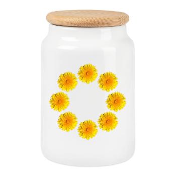 DANDELIONS III - Cookie Jar with Wooden Lid - white - Front