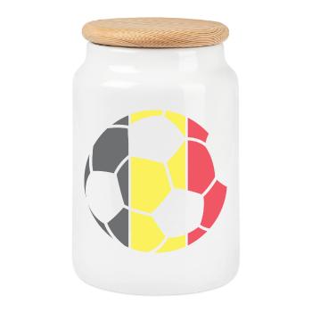 Championnat de Belgique par équipe de football, vainqueur du tournoi - Boîte à biscuits avec couvercle en bois - blanc - Devant