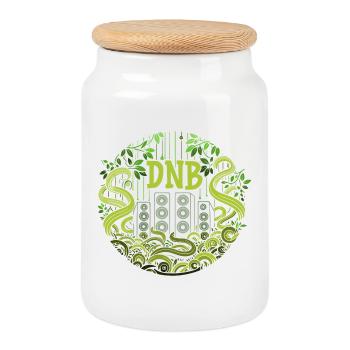 DNB Jungle, Drum and Bass Junglist - Cookie Jar with Wooden Lid - white - Front