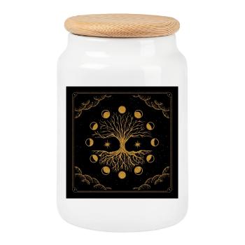 Majestueux arbre de vie doré - Boîte à biscuits avec couvercle en bois - blanc - Devant