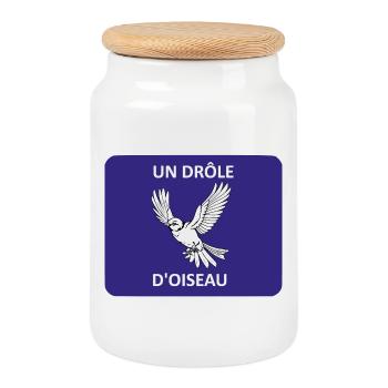 Lustiger Vogel - Keksdose mit Holzdeckel - Weiß - Vorne