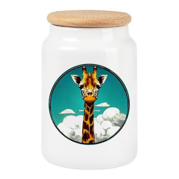 Giraffe - Keksdose mit Holzdeckel - Weiß - Vorne