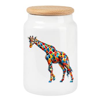 Giraffe - Keksdose mit Holzdeckel - Weiß - Vorne