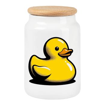 Ente Ente Ente Ente Ente - Keksdose mit Holzdeckel - Weiß - Vorne