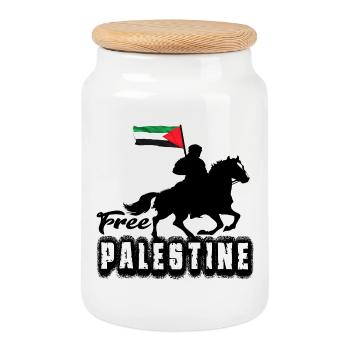 Free Palestine - Boîte à biscuits avec couvercle en bois - blanc - Devant