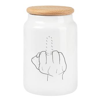 Image du numéro de doigt puant - Boîte à biscuits avec couvercle en bois - blanc - Devant