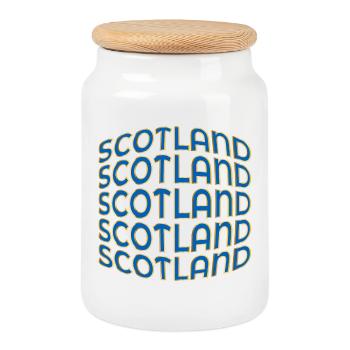 SCOTLAND GREAT BRITAIN - Cookie Jar with Wooden Lid - white - Front
