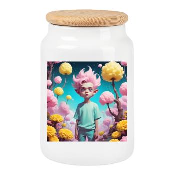 Lutin - Boîte à biscuits avec couvercle en bois - blanc - Devant
