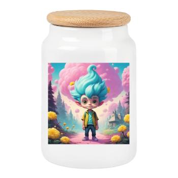 Gobelin dans la forêt des contes de fées - Boîte à biscuits avec couvercle en bois - blanc - Devant