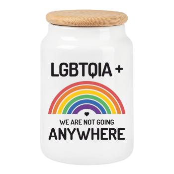 Pride Month - LGBTQIA+ We're Not Going Anywhere - Cookie Jar with Wooden Lid - white - Front