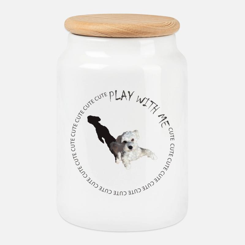 Play with me - Cookie Jar with Wooden Lid - white
