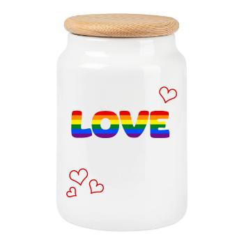 Love is Love Pride Rainbow - Keksdose mit Holzdeckel - Weiß - Vorne
