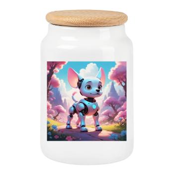 Robodog - Cookie Jar with Wooden Lid - white - Front