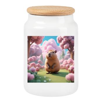 Capybara - Keksdose mit Holzdeckel - Weiß - Vorne