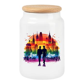 Love is Love: Celebrate Pride and Diversity - Cookie Jar with Wooden Lid - white - Front