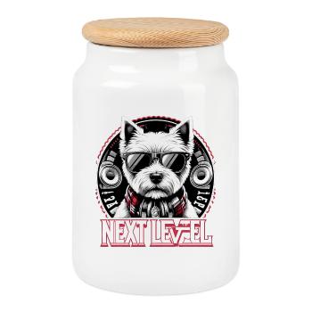 West Highland White Terrier Next Level Hip Hop - Keksdose mit Holzdeckel - Weiß - Vorne