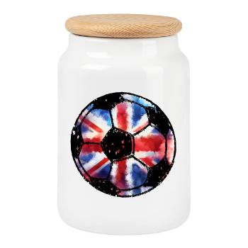 Football Angleterre - Rouge Blanc Bleu - Union Jack - Boîte à biscuits avec couvercle en bois - blanc - Devant