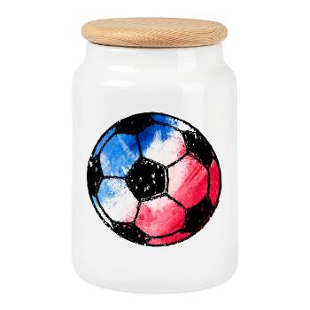 Football France - blue white red - Cookie Jar with Wooden Lid - white - Front