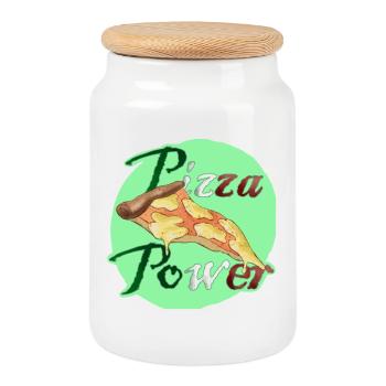 Pizza Power Super Powers Energy Slice UK - Cookie Jar with Wooden Lid - white - Front
