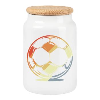 Football dans un style rétro - Boîte à biscuits avec couvercle en bois - blanc - Devant