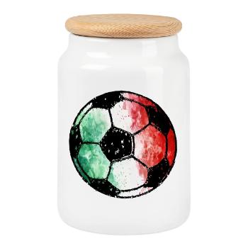 Football Italie - vert blanc rouge - Boîte à biscuits avec couvercle en bois - blanc - Devant