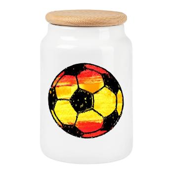 Football Spain - red, yellow, red - Cookie Jar with Wooden Lid - white - Front