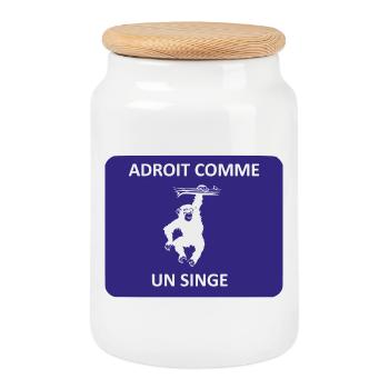 Adroit comme un singe - Boîte à biscuits avec couvercle en bois - blanc - Devant